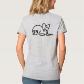 抽象的な幾何学的猫 | 象徴的な線の構成 Tシャツ (裏面)