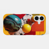 抽象的な幾何学的色彩の構成 iPhone 16ケース (裏面横)