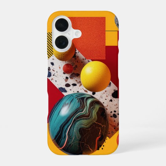 抽象的な幾何学的色彩の構成 iPhone 16ケース (裏面)