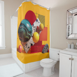 抽象的な幾何学的色彩構成 シャワーカーテン