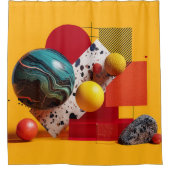 抽象的な幾何学的色彩構成 シャワーカーテン (正面)