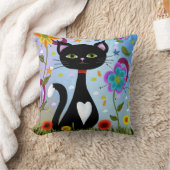 抽象的な庭の猫アート クッション (ブランケット)