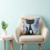 抽象的な庭の猫アート クッション (椅子)