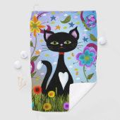 抽象的な庭の猫アート ゴルフタオル (インサイチュ)