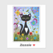 抽象的な庭の猫アート シール (シート)