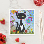 抽象的な庭の猫アート スタンダードランチョンナプキン (インサイチュ)