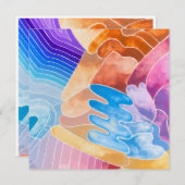 抽象的な形の水彩ポストカード (正面/裏面)