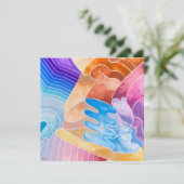 抽象的な形の水彩ポストカード (スタンド正面)