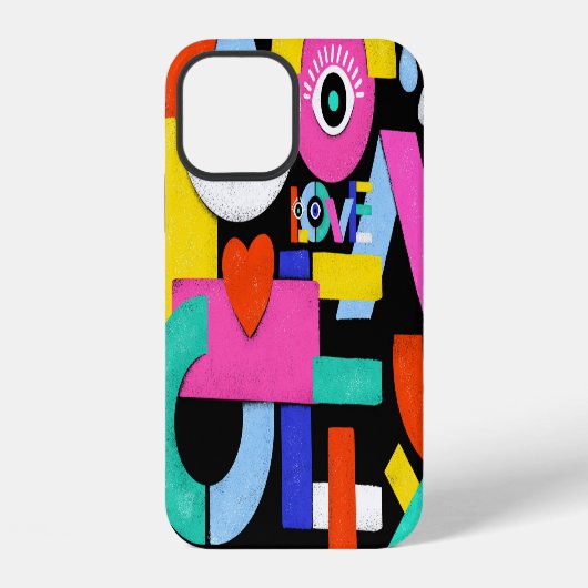 抽象的な愛、目:カラフルな模様 iPhoneケース (裏面)