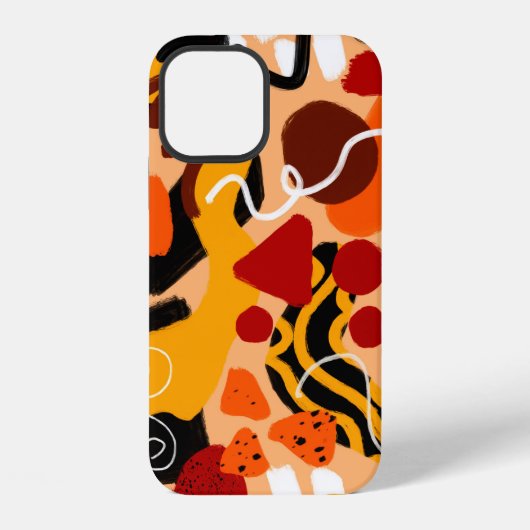 抽象的な手描きの幾何学模様 ブラシストローク iPhoneケース (裏面)