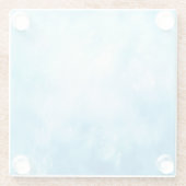 抽象的な手描きの水彩画の背景: 青い ガラスコースター (裏面)