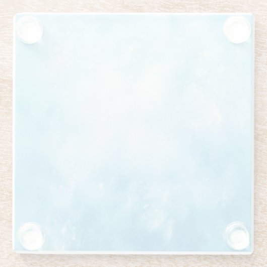 抽象的な手描きの水彩画の背景: 青い ガラスコースター (裏面)