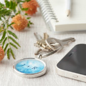 抽象的な手描きの水彩画の背景: 青い キーホルダー (側面)