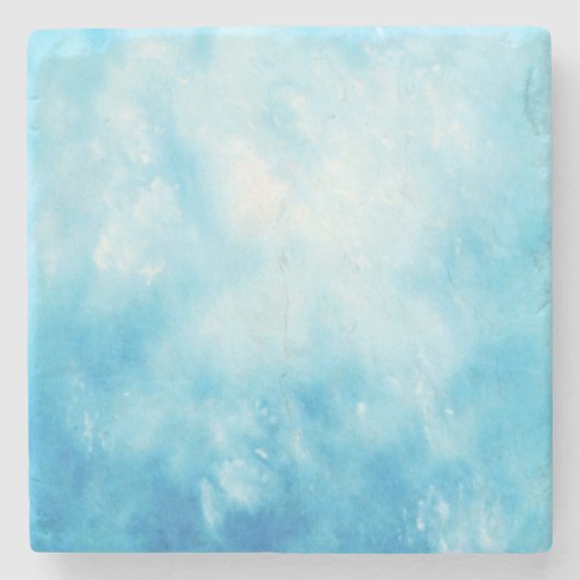 抽象的な手描きの水彩画の背景: 青い ストーンコースター (正面)