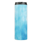 抽象的な手描きの水彩画の背景: 青い タンブラー (裏面)