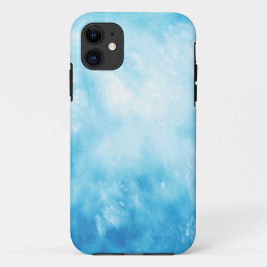 抽象的な手描きの水彩画の背景: 青い Case-Mate iPhoneケース (裏面)