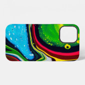 抽象的な手描きの背景、液体アクリル絵の具 iPhoneケース (裏面横)