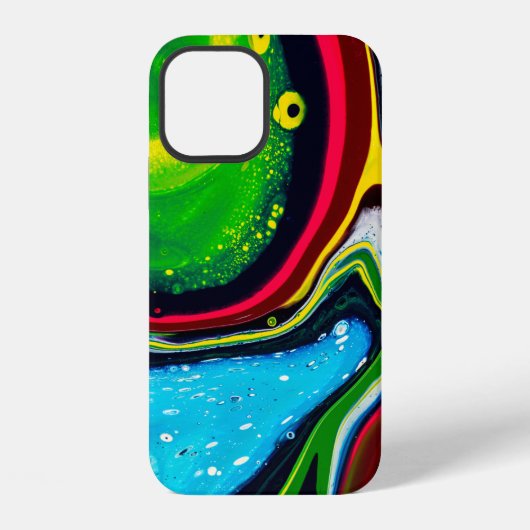 抽象的な手描きの背景、液体アクリル絵の具 iPhoneケース (裏面)