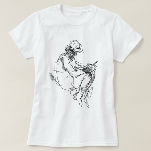 抽象的な携帯依存のスケッチ Tシャツ (デザイン正面)