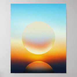 抽象的な日没の球体のイラストの壁のアート ポスター