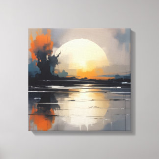 抽象的な日没の風景 キャンバスウォールアート キャンバスプリント
