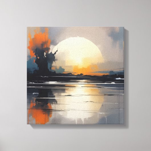 抽象的な日没の風景 キャンバスウォールアート キャンバスプリント (正面)