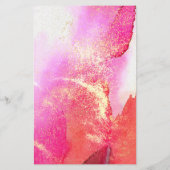 抽象的な明るいピンクの水彩 偽のゴールドダスト チラシ (裏面)