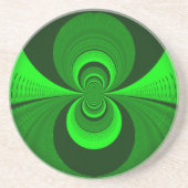 抽象的な明るい緑のグルーヴィーな万花鏡のパターン コースター (正面)
