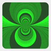 抽象的な明るい緑のグルーヴィーな万花鏡のパターン スクエアシール (正面)
