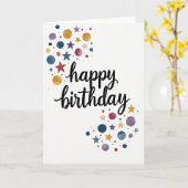 抽象的な星の誕生日カード カード (黄色い花)