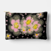 抽象的な春の花 ピンク 黒 アクセサリーポーチ (正面)
