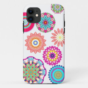 抽象的な曼荼羅花パターンiphoneのケース iPhone 11 ケース