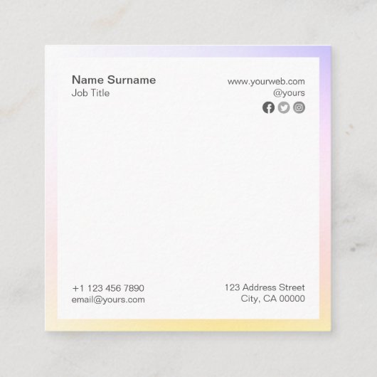 抽象的な最小主義の勾配の正方形の名刺 スクエア名刺 (裏面)