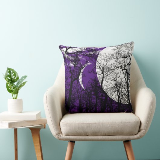 抽象的な月の木の紫色の白黒の装飾用クッション クッション (椅子)