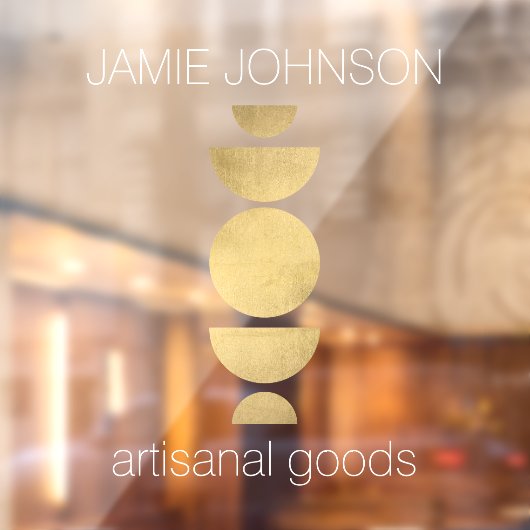 抽象的な月相 ゴールド ジオメトリック アート ブティック ウィンドウサイン (シート2)