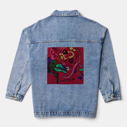 抽象的な月銀河アート デニムジャケット (裏面)