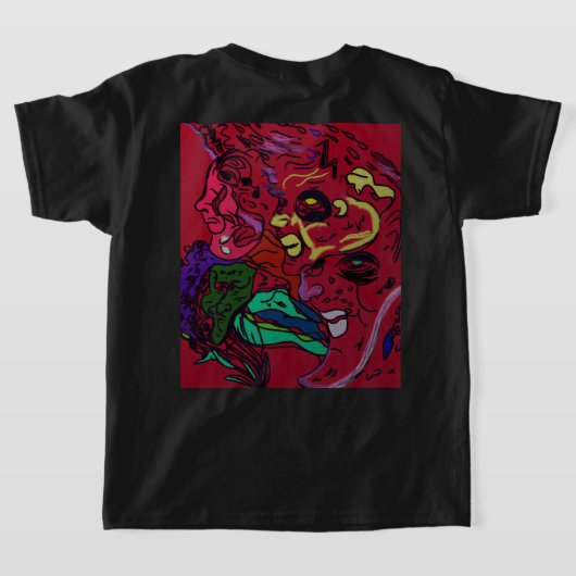 抽象的な月銀河アート Tシャツ (レイダウン裏面)