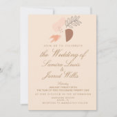 抽象的な有機的幾何学的なアースカラーの結婚式 招待状 (正面)