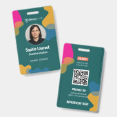 抽象的な有機的形状のターコイズグリーン部門ID バッジ (正面&裏面)