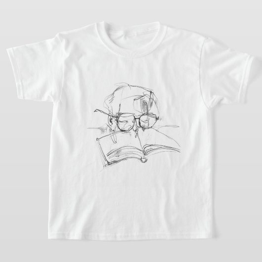 抽象的な本の愛好家の肖像 Tシャツ (レイダウン)