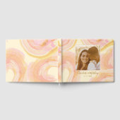 抽象的な桃のペイントスワールカスタム写真ウェディング ゲストブック (全面)