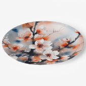 抽象的な桃の花の春の紙皿 ペーパープレート (アングル)