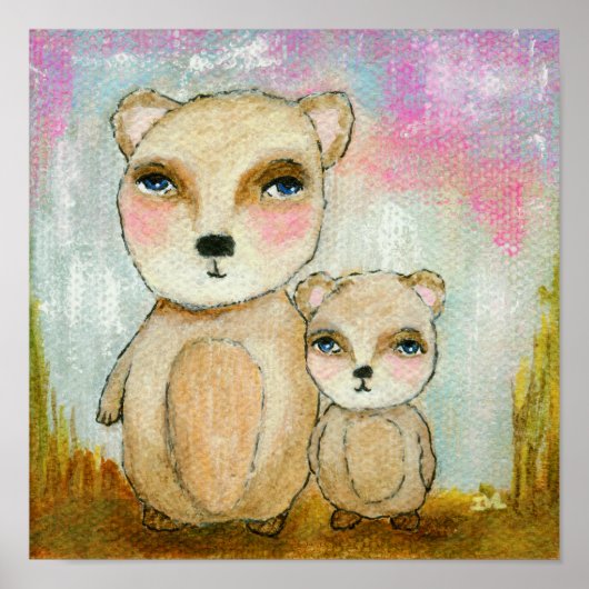 抽象的な森のクマの芸術的な絵画 ポスター (正面)