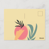 抽象的な植物のイラストの形 ピンク 黄色 ポストカード (裏面)