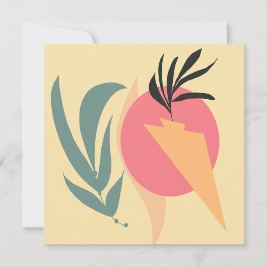 抽象的な植物のイラスト シェイプ ピンク 黄色 (正面)