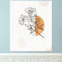 抽象的な植物のモダンな線画アート