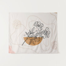 抽象的な植物のモダンアート - ミニマリストの花の線画