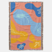 抽象的な植物の塊 青と黄色のスローケット スローブランケット (正面縦)