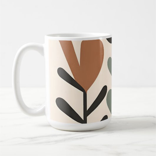 抽象的な植物の形 コーヒーマグカップ (左)