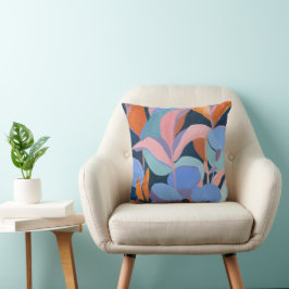 抽象的な植物の絵のオリジナルアート クッション
